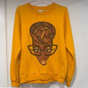 Afrocentric Graphic Sweatshirt - Mustard Yellow